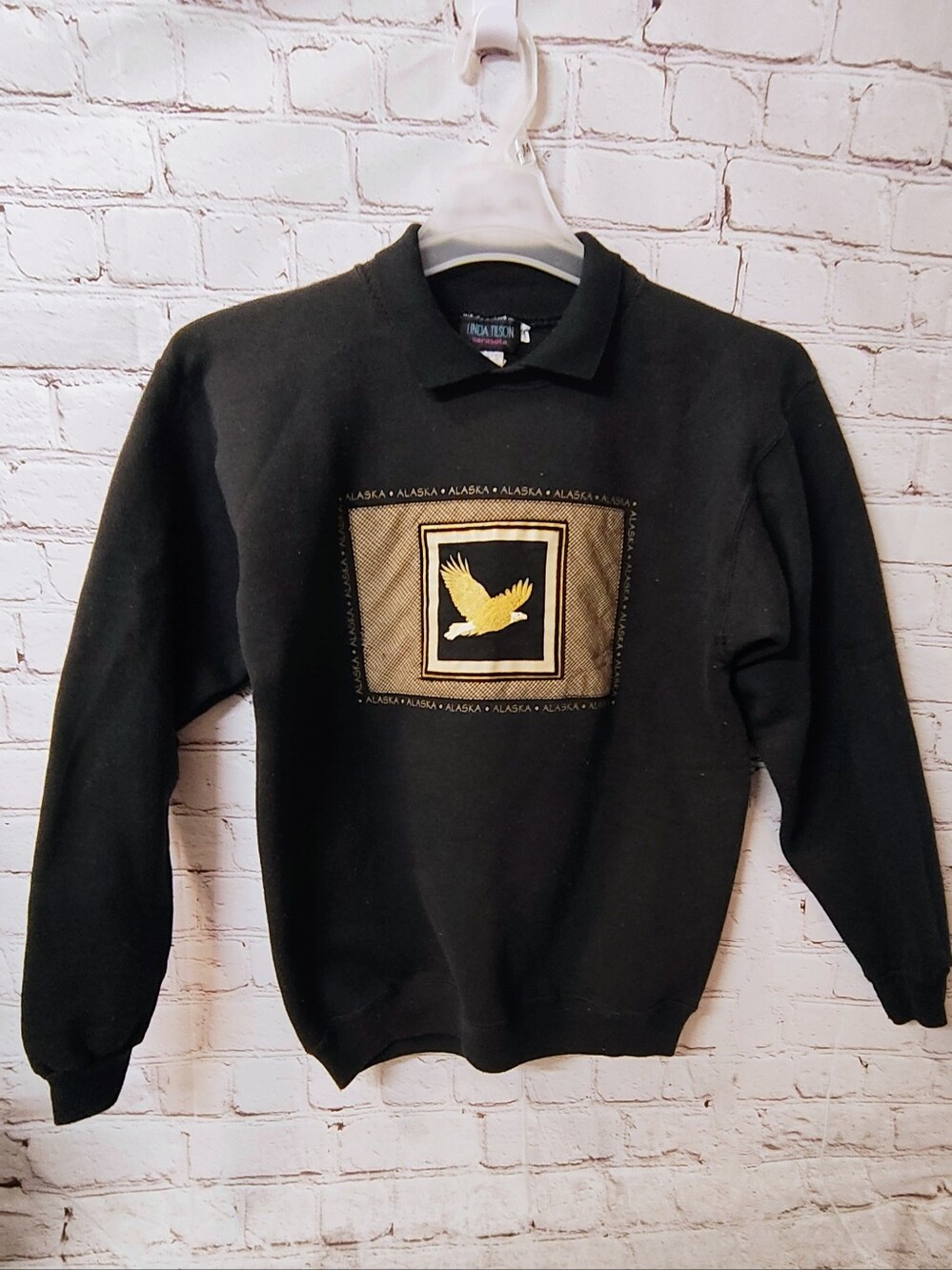 Alaska Vintage Eagle Linda Tilson Crew Med Sweatshirt Black Native Artist Longsl